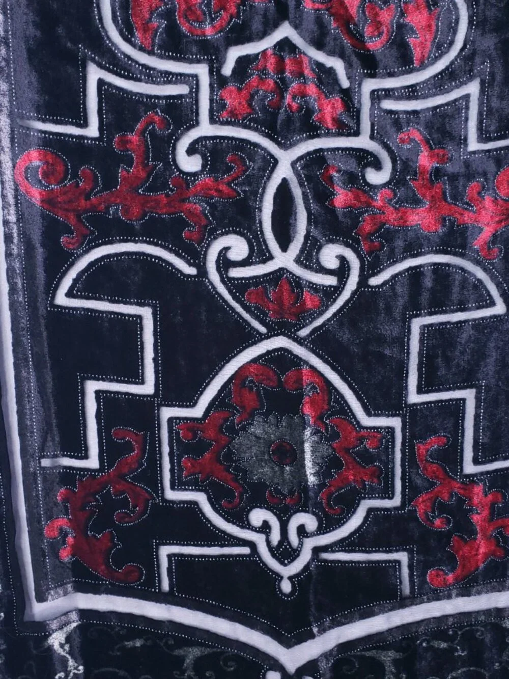 100% Silk Scarf Shawl Romantic Velvet Elegant Party Renaissance Geometric Black